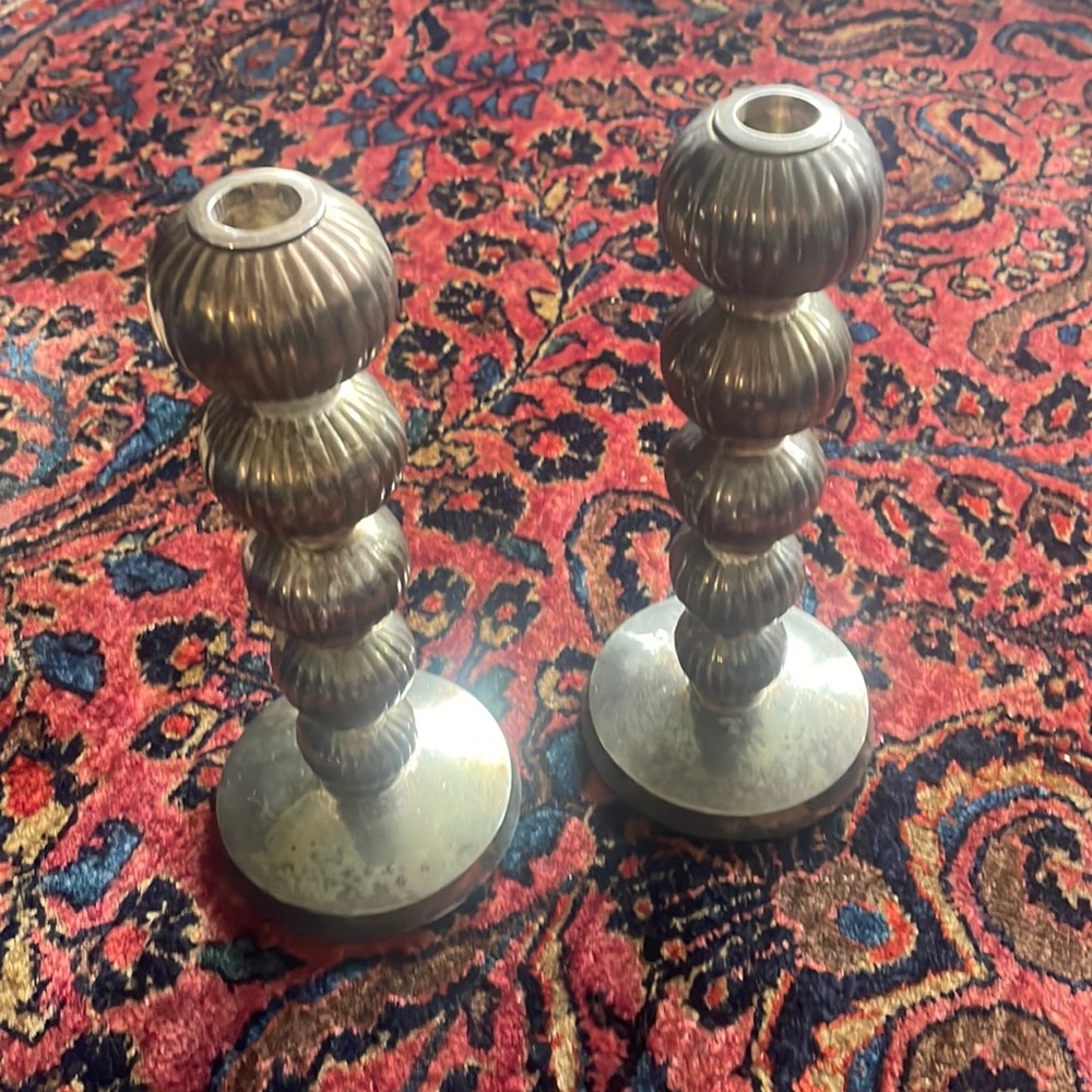 IHI solid brass candlestick pair